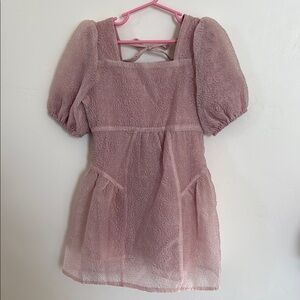 GB Girls Pink Babydoll Dress with Puff Sleeves